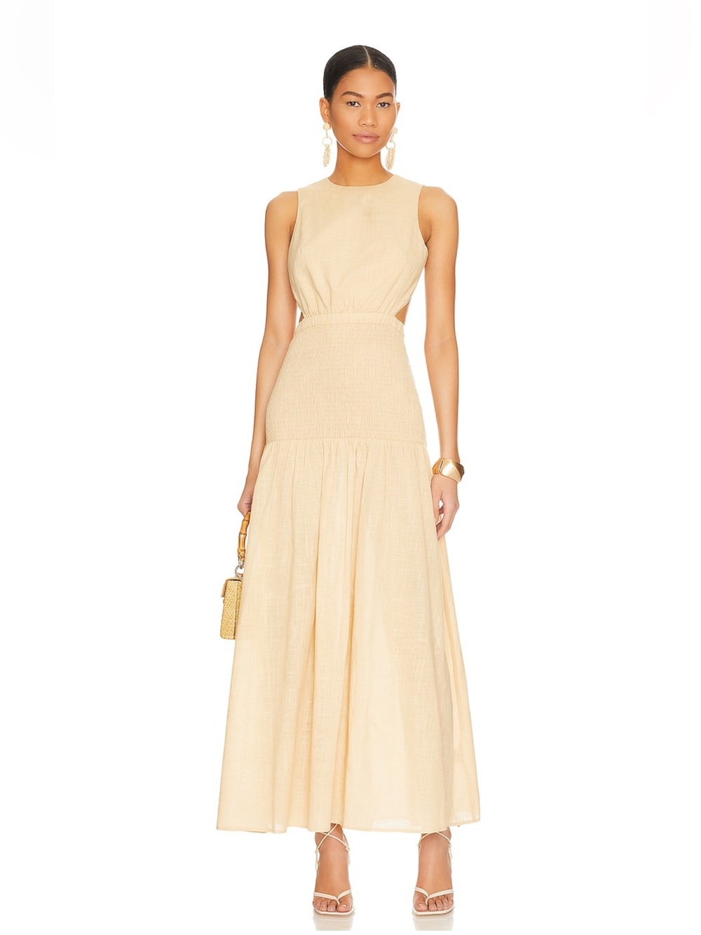 Oat Smocked Waist Maxi Dress
